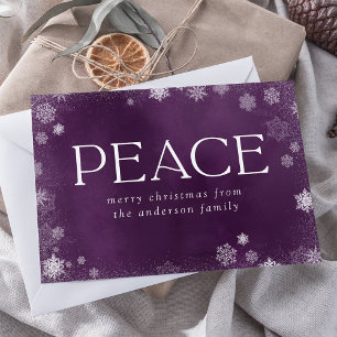 Cartes Pour Fêtes Annuelles Photo non-Frosted Peace Purple Watercolor