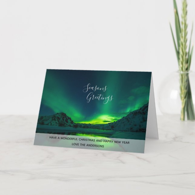 Cartes Pour Fêtes Annuelles Photo Northern Lights Islande Aurora Borealis (Devant)