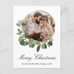 Cartes Pour Fêtes Annuelles Photo nouvellement mariée Cadre de couronne Joyeux