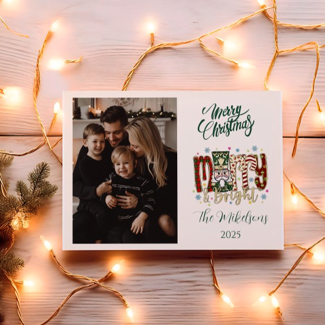 Cartes Pour Fêtes Annuelles Photo Nutcracker Merry & Bright Christmas (Créateur téléchargé)