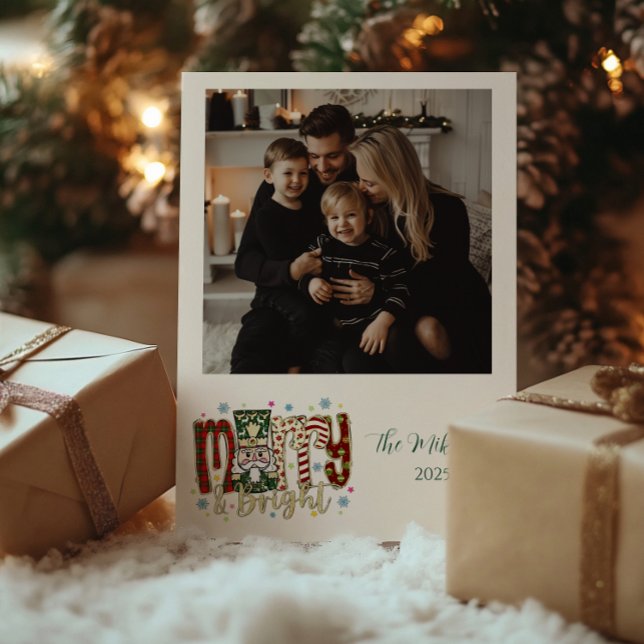 Cartes Pour Fêtes Annuelles Photo Nutcracker Merry & Bright Christmas (Créateur téléchargé)