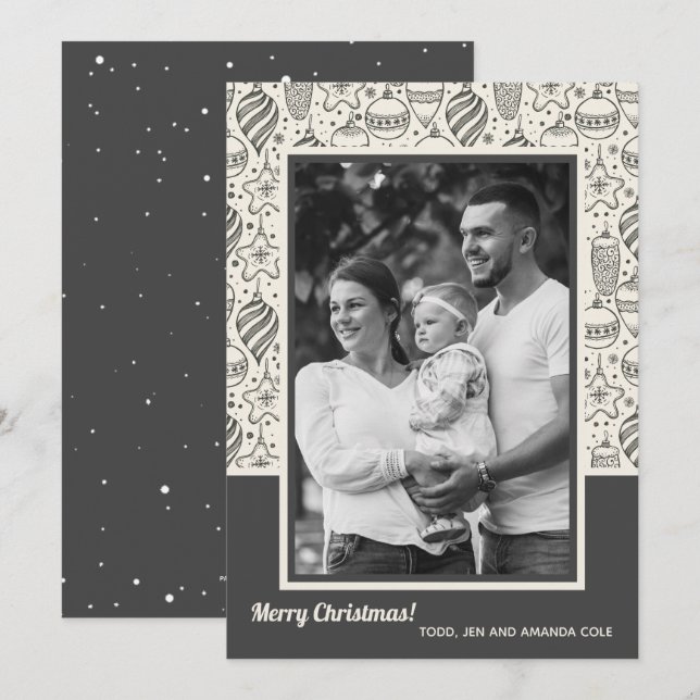 Cartes Pour Fêtes Annuelles Photo ornements de Noël (Devant / Derrière)