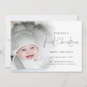Cartes Pour Fêtes Annuelles Photo Overlay Script Baby First Christmas