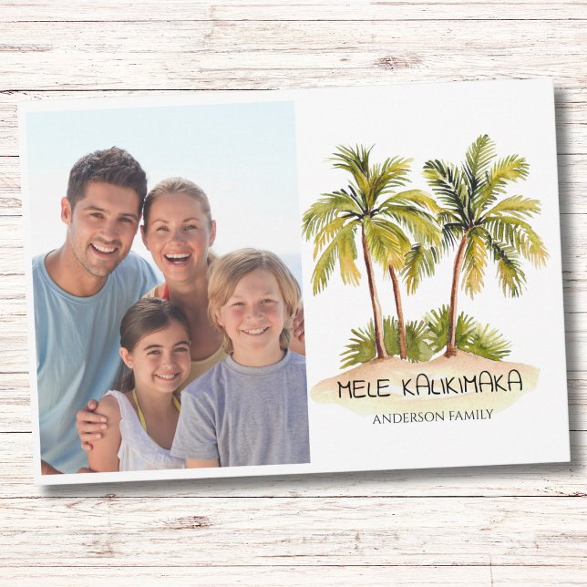 Cartes Pour Fêtes Annuelles Photo Palm Tree Mele Kalikimaka Noël (Créateur téléchargé)