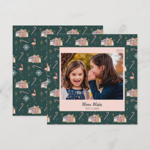 Cartes Pour Fêtes Annuelles Photo Palmier de la maison rose de Noël du siècle 