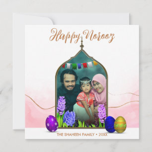 Cartes Pour Fêtes Annuelles Photo Pastel Pink Flower coloré Oeuf Joyeux Norooz