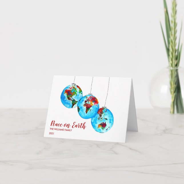 Cartes Pour Fêtes Annuelles Photo Peace sur Terre Aquarelle Noël (Devant)