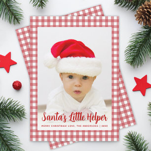 Cartes Pour Fêtes Annuelles Photo Père Noël Little Helper Red En vichy Noël