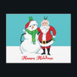 Cartes Pour Fêtes Annuelles Photo père Noël Snowman<br><div class="desc">Tout le monde sourit ! C'est le Père Noël et son bonhomme de neige préféré qui pose pour une photo de vacances. Attrapez cette paire de xmas gelés tirant leurs oreilles de lapin gag sur les t-shirts, cadeaux et plus encore.</div>