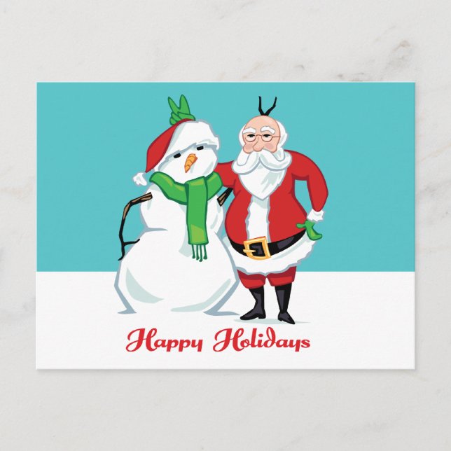 Cartes Pour Fêtes Annuelles Photo père Noël Snowman (Devant)