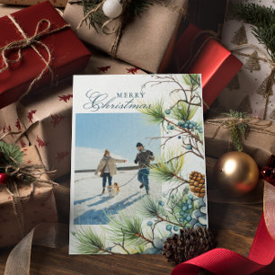 Cartes Pour Fêtes Annuelles Photo personnalisé de botanique hivernale Joyeux N