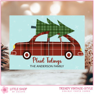 Cartes Pour Fêtes Annuelles Photo personnalisé de Noël avec voiture vintage ro