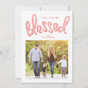 Cartes Pour Fêtes Annuelles Photo personnalisé de Noël religieux bénit rouge