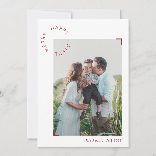 Cartes Pour Fêtes Annuelles Photo personnalisé joyeux et heureux (Devant)