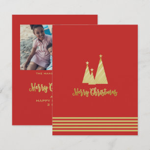 Cartes Pour Fêtes Annuelles Photo personnalisé rouge et or traditionnel et élé