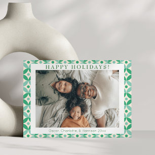 Cartes Pour Fêtes Annuelles Photo personnalisé vert bleu milieu mod tendance