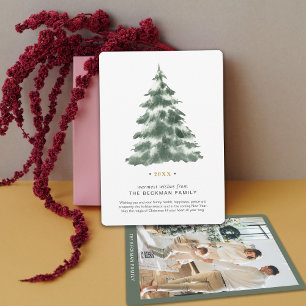 Cartes Pour Fêtes Annuelles photo personnalisée Aquarelle minimale Arbre de No