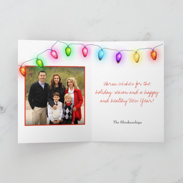 Cartes Pour Fêtes Annuelles Photo personnalisée Arbre blanc Ornement Lumières  (Intérieur)