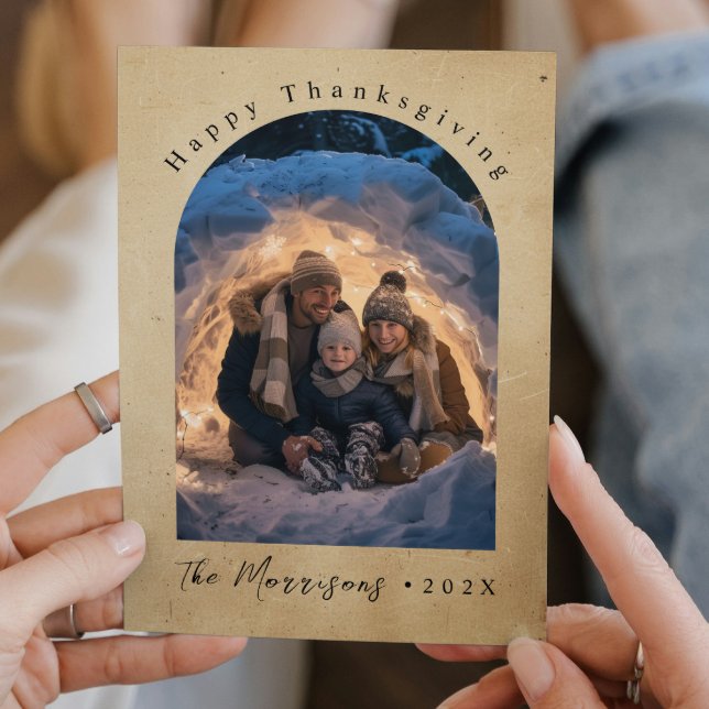 Cartes Pour Fêtes Annuelles Photo personnalisée Bon thanksgiving rustique (Créateur téléchargé)