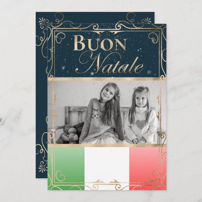 Cartes Pour Fêtes Annuelles Photo personnalisée Boule Natale drapeau italien N (Devant / Derrière)