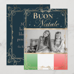 Cartes Pour Fêtes Annuelles Photo personnalisée Boule Natale drapeau italien N