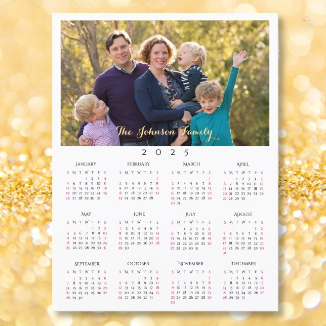 Cartes Pour Fêtes Annuelles Photo personnalisée Calendrier Noël 2025 Nouvel An (Custom Photo 2025 Calendar Christmas New Years Holiday Postcard)