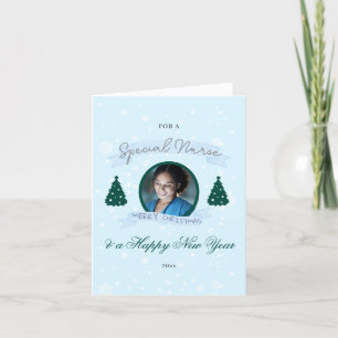 Cartes Pour Fêtes Annuelles Photo personnalisée de l'infirmière Arbre bleu voe