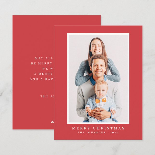 Cartes Pour Fêtes Annuelles Photo personnalisée de Noël simple moderne (Devant / Derrière)