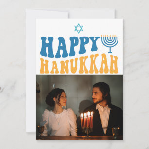 Cartes Pour Fêtes Annuelles Photo personnalisée de Retro Happy Hanoukka