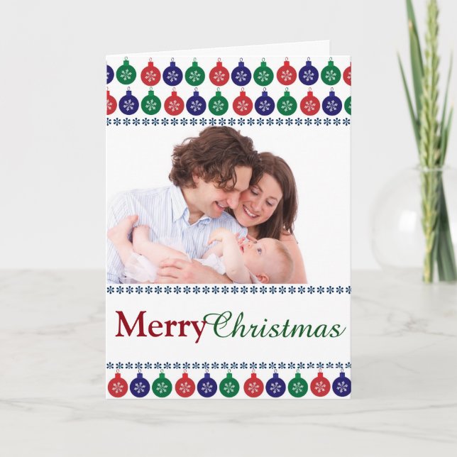 Cartes Pour Fêtes Annuelles Photo personnalisée du Motif Bauble (Devant)