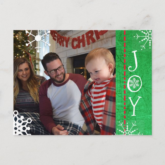 Cartes Pour Fêtes Annuelles Photo personnalisée Famille Noël Joie verte (Devant)