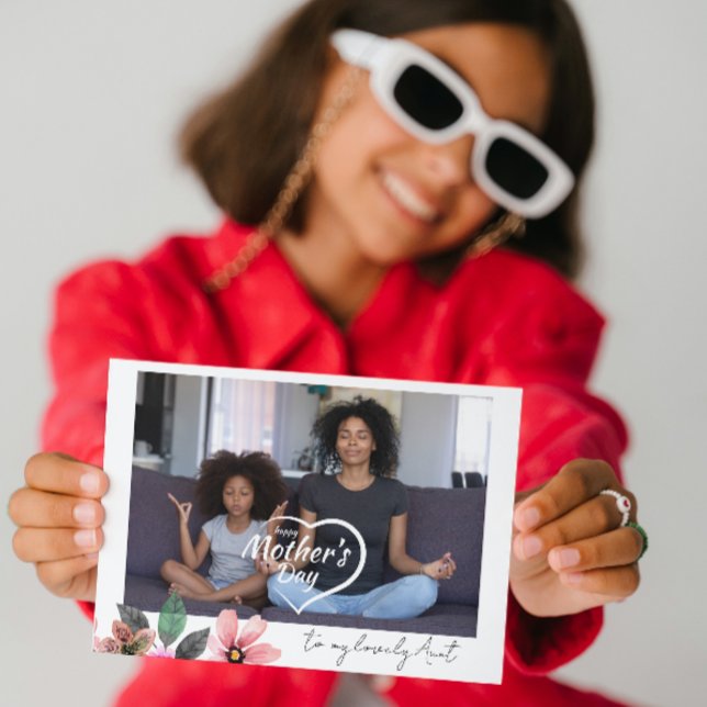 Cartes Pour Fêtes Annuelles Photo personnalisée Floral Happy Mothers Day Tante (Créateur téléchargé)
