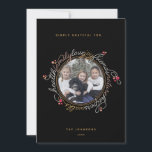 Cartes Pour Fêtes Annuelles Photo personnalisée Gratitude Werath Photo Holiday<br><div class="desc">Cette belle carte de vacances photo personnalisée avec une couronne mot avec les mots "santé, famille, amour, joie, amis, nature, aides, promenades" montre la gratitude en 2020 et au-delà. Les mots "simplement reconnaissant pour", nom, photos et année sont personnalisables. Espace de message facultatif disponible à l'arrière. En bleu, jaune, rose...</div>