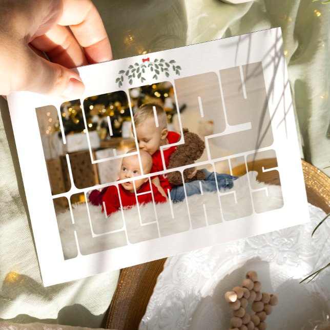 Cartes Pour Fêtes Annuelles Photo personnalisée Joyeuses Fêtes Typographie Car (Créateur téléchargé)