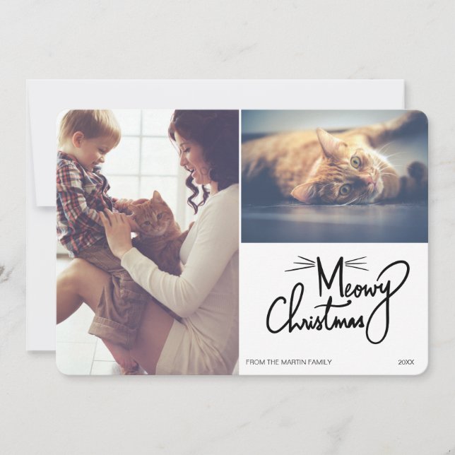 Cartes Pour Fêtes Annuelles Photo personnalisée Meowy Christmas 2 (Devant)