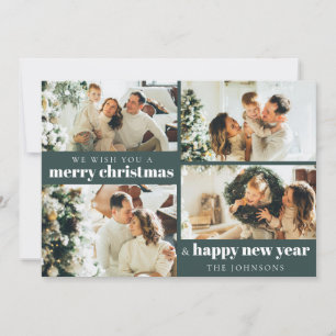 Cartes Pour Fêtes Annuelles Photo personnalisée moderne élégante Noël Vert fon