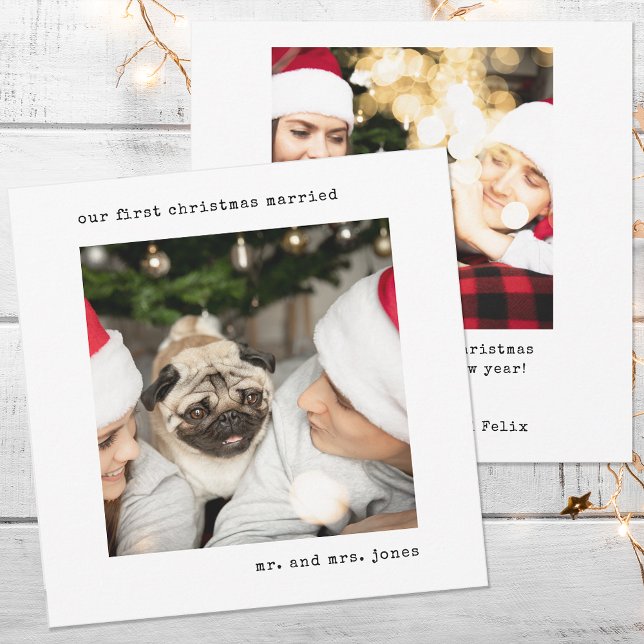 Cartes Pour Fêtes Annuelles Photo personnalisée Notre premier Noël Marié (Créateur téléchargé)