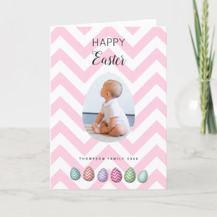 Cartes Pour Fêtes Annuelles Photo personnalisée Oeuf de Pâques Pink Pastel