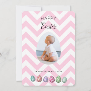 Cartes Pour Fêtes Annuelles Photo personnalisée Oeuf de Pâques Pink Pastel