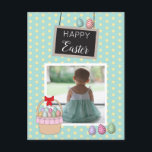 Cartes Pour Fêtes Annuelles Photo personnalisée Panier de Pâques Oeufs pastel<br><div class="desc">Un mignon panier de Pâques rempli d'oeufs pastel de couleur pastel et votre photo personnalisée. Un design idéal pour les cadeaux de Pâques et le décor de Pâques pour les adultes et les enfants. Customisez la photo et faites-la vous-même.</div>