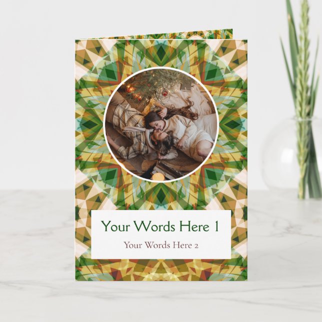 Cartes Pour Fêtes Annuelles Photo personnalisée Salutation verte Brown étoile  (Devant)