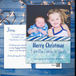 Cartes Pour Fêtes Annuelles Photo personnalisée Sucre de canne bleu Noël<br><div class="desc">Ajoutez simplement la photo de vos enfants ou de votre famille à cette jolie carte postale Joyeux Noël. C'est une façon douce et abordable de dire Joyeux Noël à vos amis et votre famille et de les mettre à jour avec une photo! De mignons petits accents sur le dos de...</div>