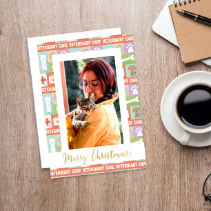 Cartes Pour Fêtes Annuelles Photo personnalisée Vétérinaire Joyeux Noël