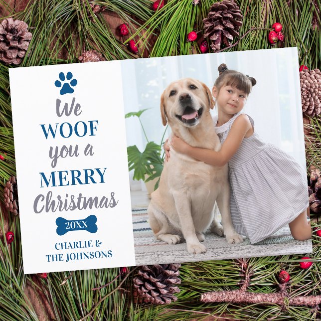 Cartes Pour Fêtes Annuelles Photo Pet Personnalisée Joyeux Noël Du Chien (Créateur téléchargé)