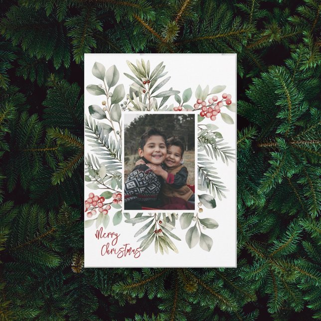 Cartes Pour Fêtes Annuelles Photo Pin Vert Noël Rouge Joyeux Noël (Créateur téléchargé)