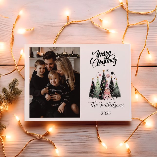 Cartes Pour Fêtes Annuelles Photo Pink Forest Christmas (Créateur téléchargé)