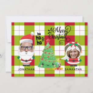 Cartes Pour Fêtes Annuelles Photo Plaid Père Noël Famille Noël