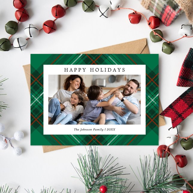 Cartes Pour Fêtes Annuelles Photo Plaid Vert Noël (Créateur téléchargé)