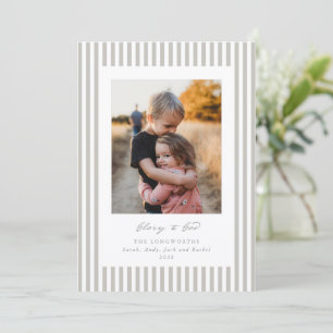 Cartes Pour Fêtes Annuelles Photo plat de bandes gris-beige/beige Gloire à Die