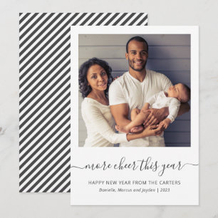 Cartes Pour Fêtes Annuelles Photo Plus de Joie Cette Année Gris Script Nouvel 